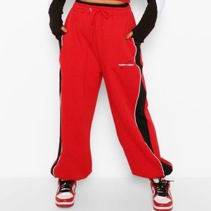Color Block Oversized Joggers (Red)